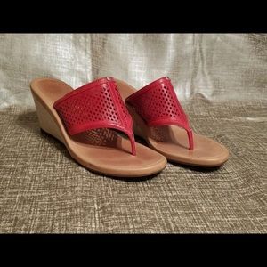 Coral Ugg Solena Leather Slide Sandal Pink Wedges